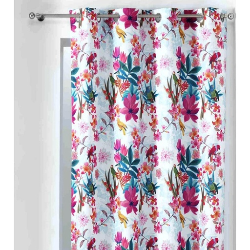 RIDEAUX A ŒILLETS 140X260 EXOTIC PARADISE BLANC