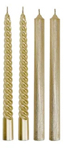 [34427] BOUGIE DOREE METALIQUE 4PCS 20CM